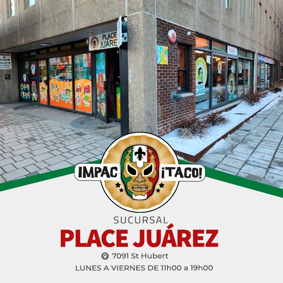 Fa\u00e7ade du restaurant ImpacTaco \u00e0 Montr\u00e9al.