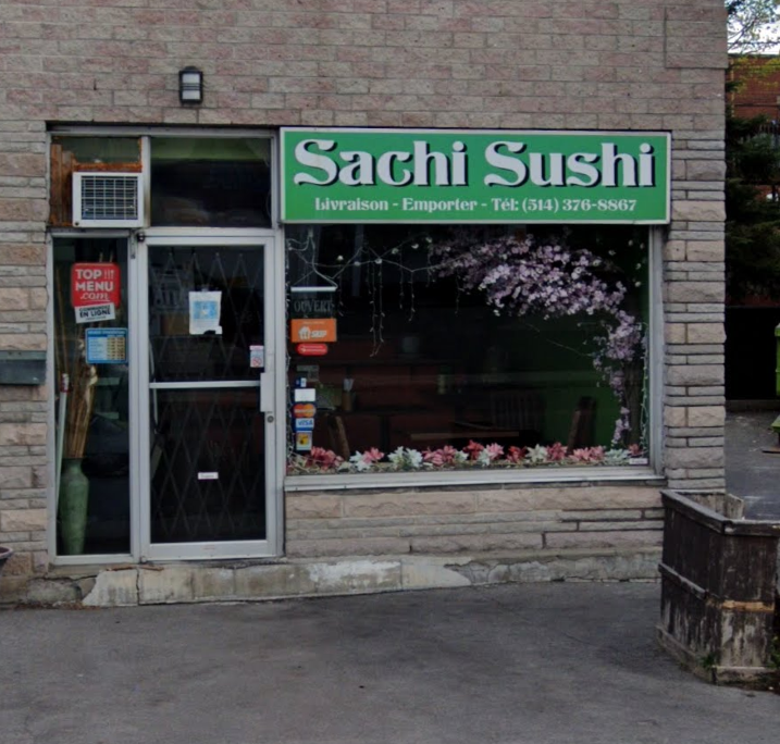 Fa\u00e7ade du restaurant Sashi Sushi \u00e0 Montr\u00e9al.