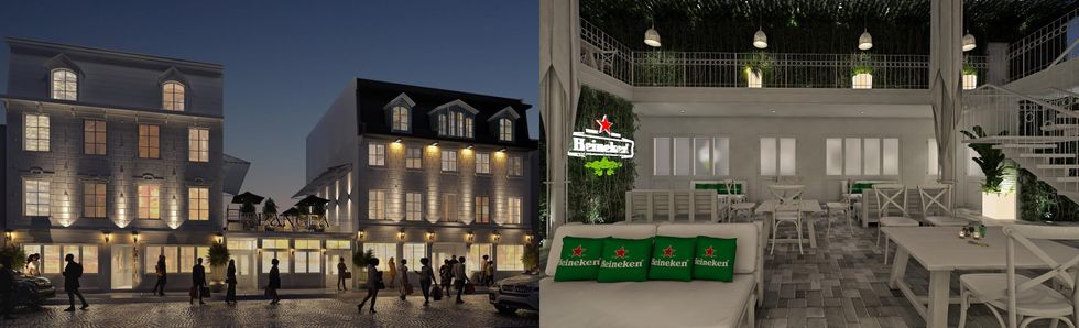 Fa\u00e7ade du resto-bar. Droite : Terrasse.