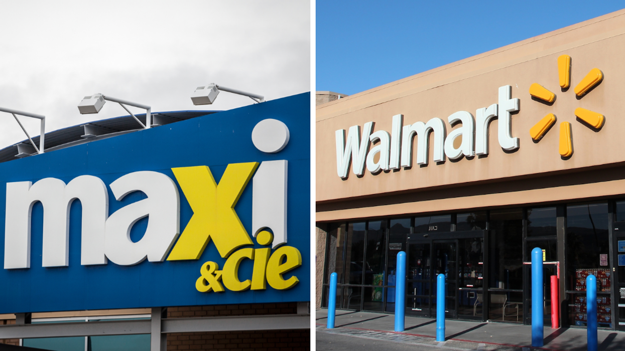 Façade d'un Maxi. Droite : Façade d'un Walmart.