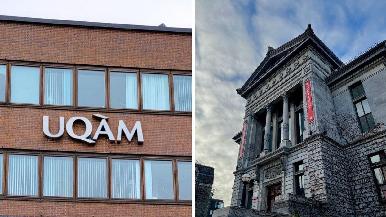 Façade de l'UQAM. Droite : Façade de McGill.