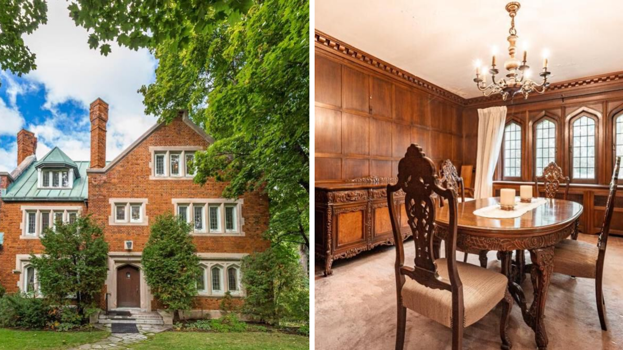 Façade de la maison. Droite : Salle à manger.