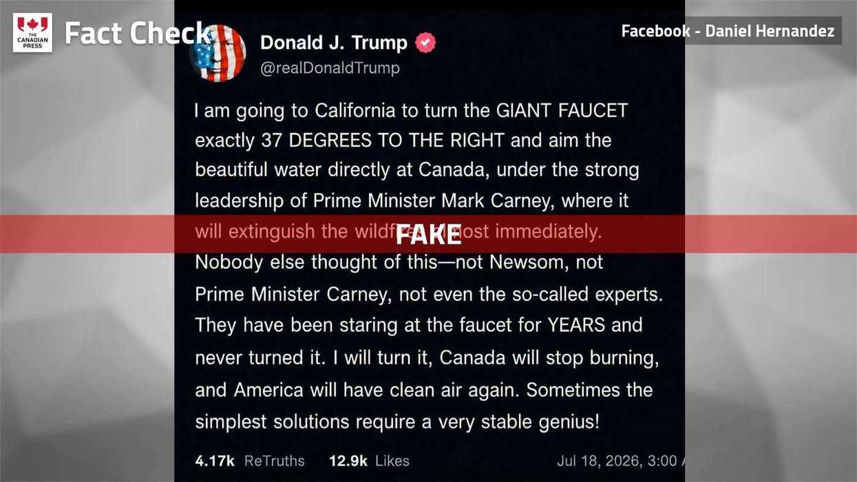 Fact File: Trump wildfire 'faucet' post fake