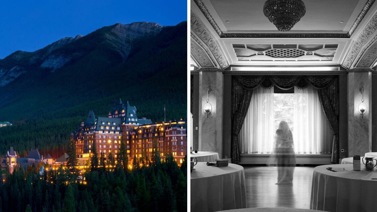 Fairmont Banff Springs hotel in Banff, Alberta. Right: Fairmont Banff Springs hotel.