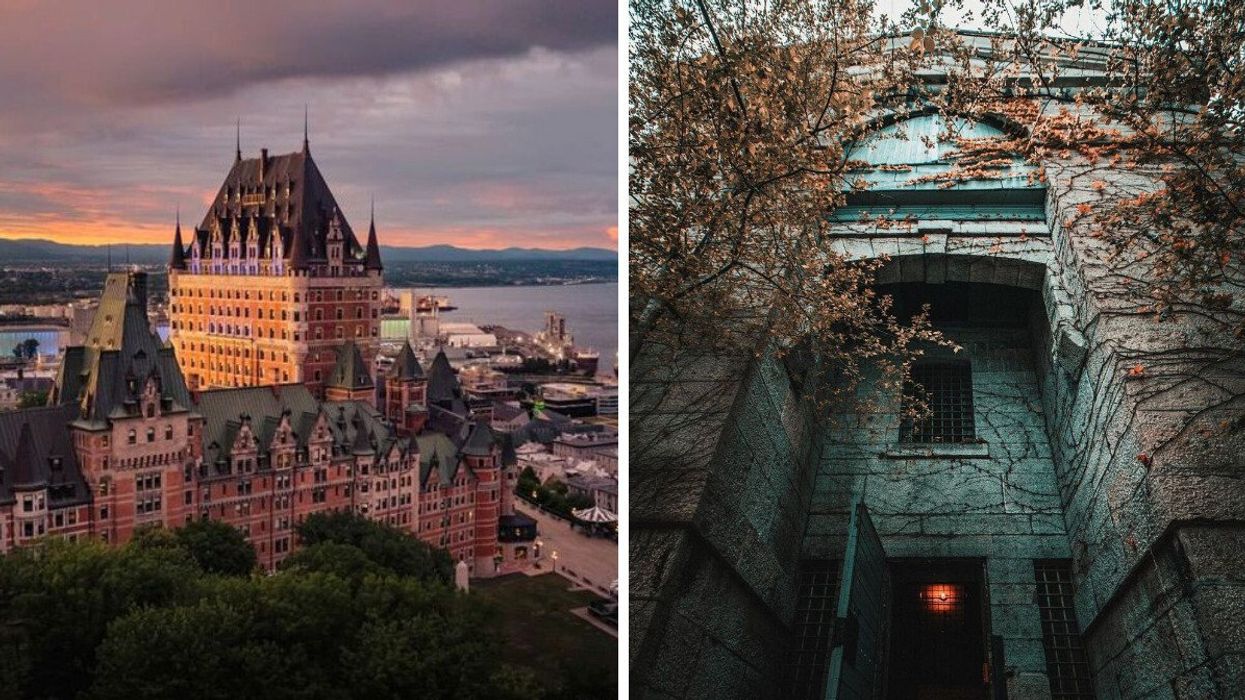 Fairmont Chateau Frontenac in Quebec. Right: A haunted jail in Ontario.