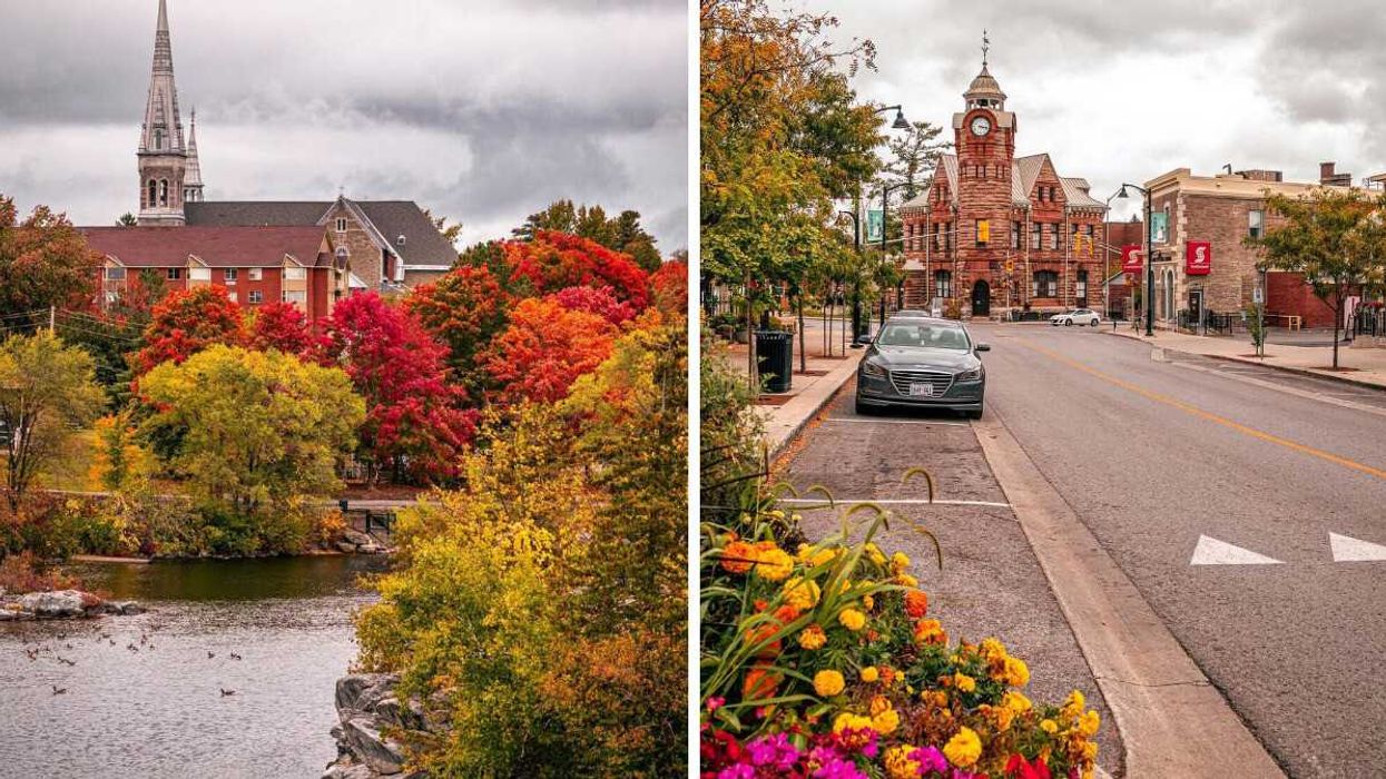 Fall colours in a small town near Ottawa. Right: A small town in Ontario. 