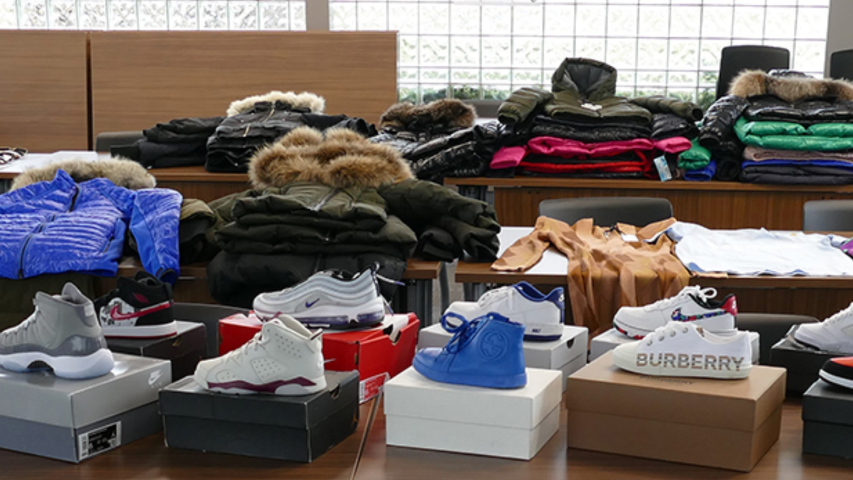 Fashion items seized by York Regional Police worth over $200,000 in total.