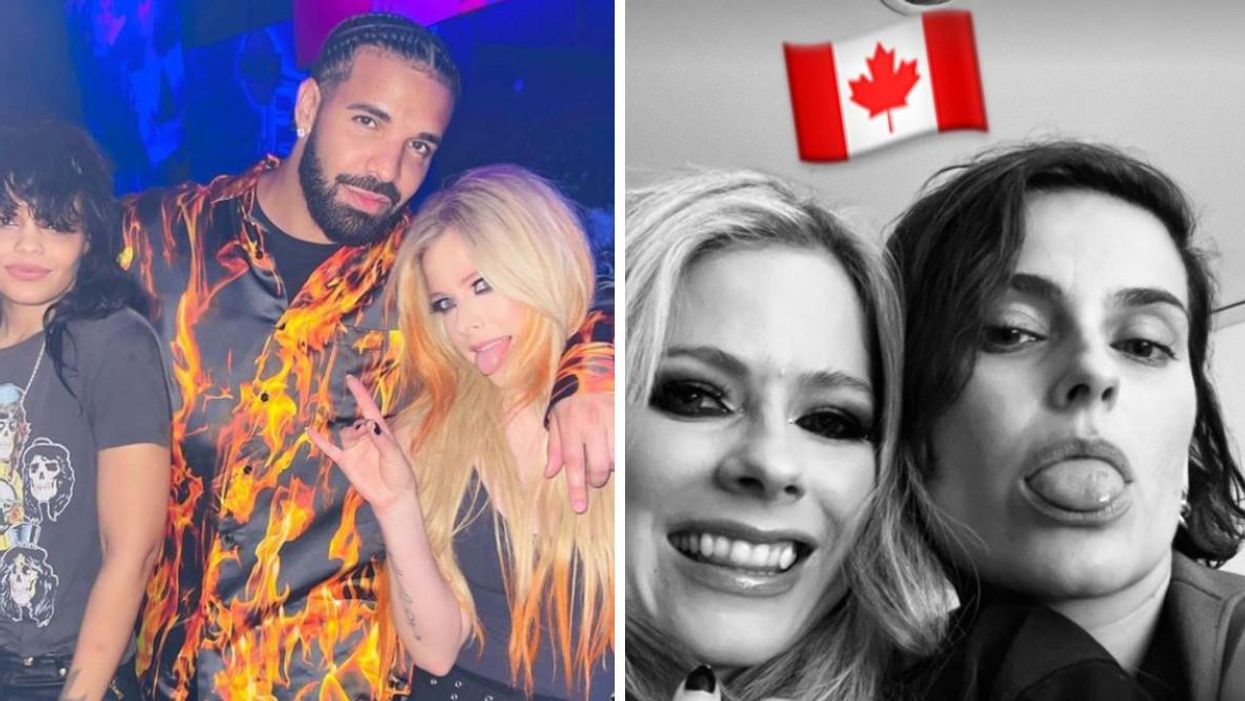 Fefe Dobson, Drake and Avril Lavigne. Right: Avril Lavigne and Nelly Furtado.