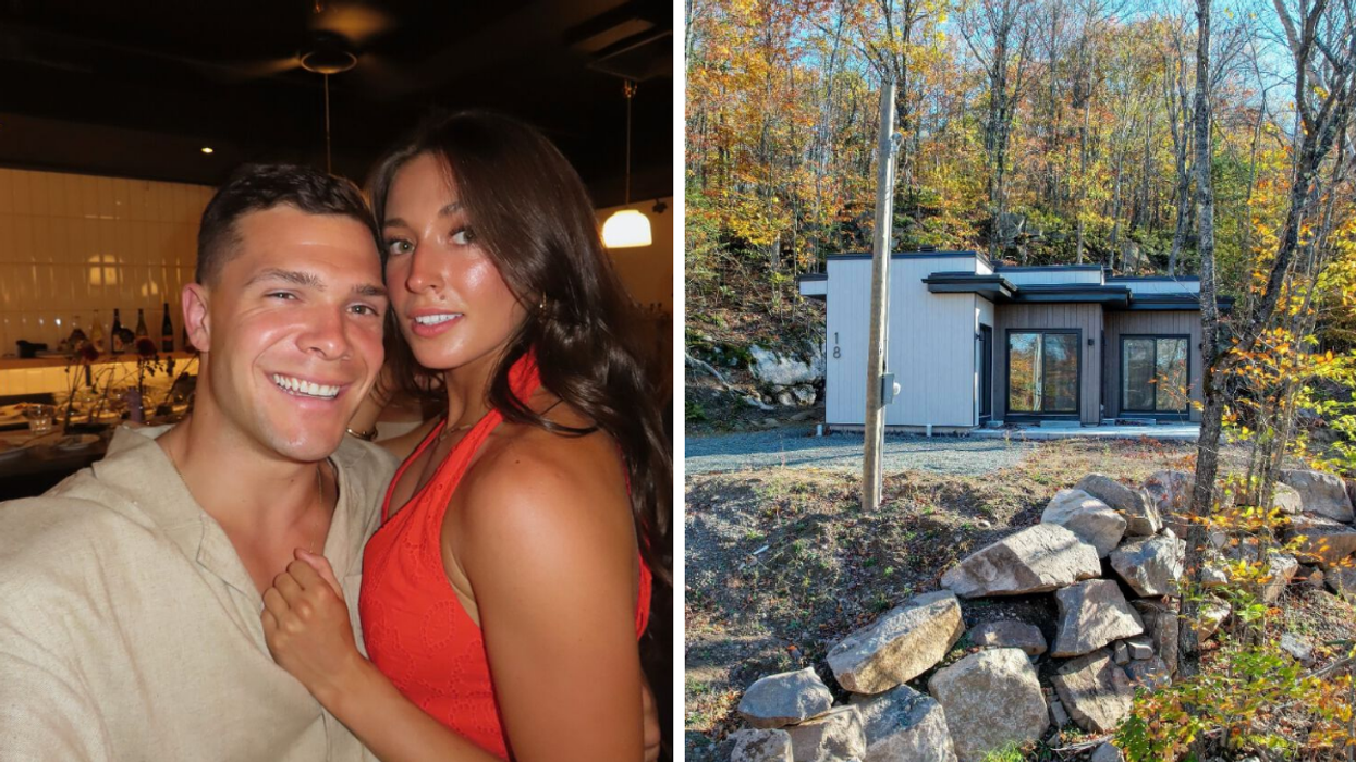 Félix et Solène d'Occupation Double Mexique. Droite : Le chalet à vendre de Félix et Solène d'OD.