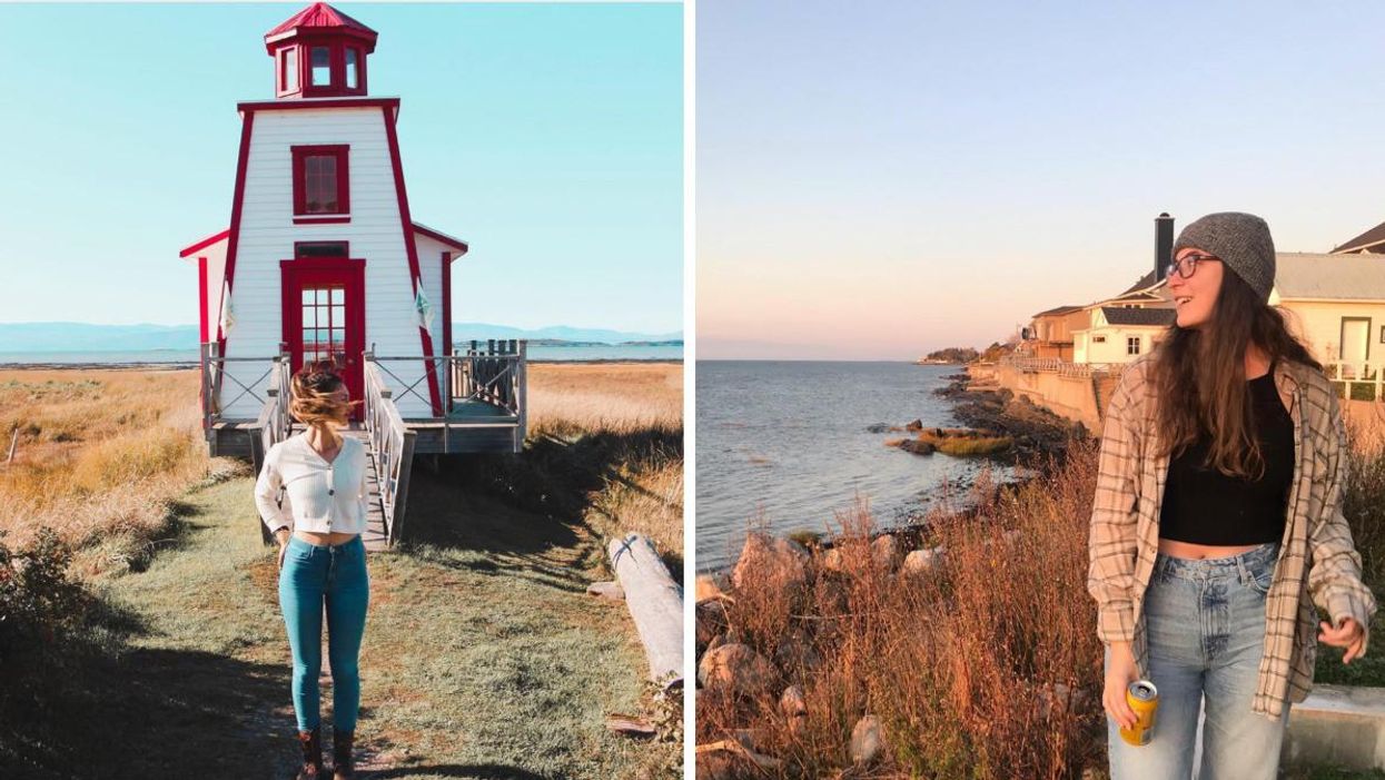 Femme au petit phare de Saint-André-de-Kamouraska. Droite : Femme à Kamouraska.