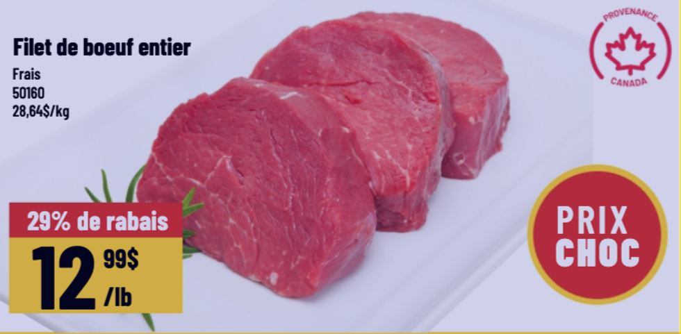 Filet de b\u0153uf entier dans la circulaire du Mayrand.