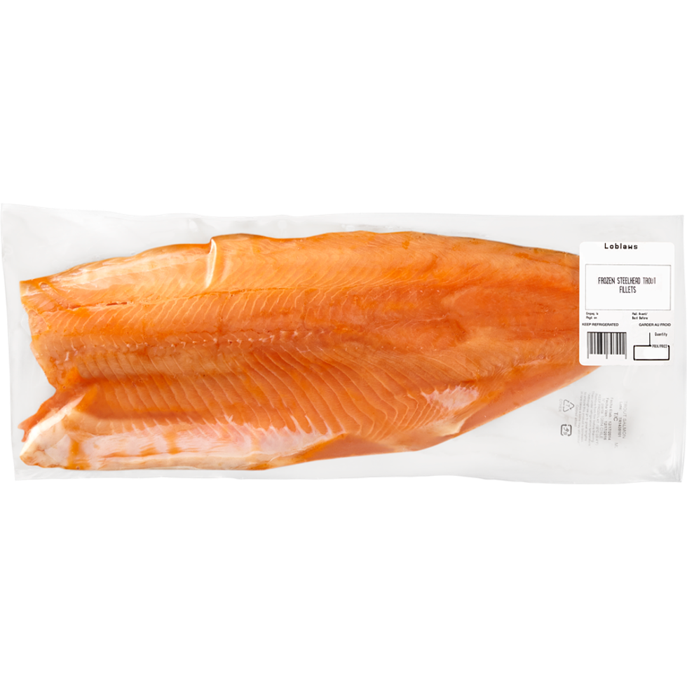 Filets de truite steelhead congel\u00e9s.