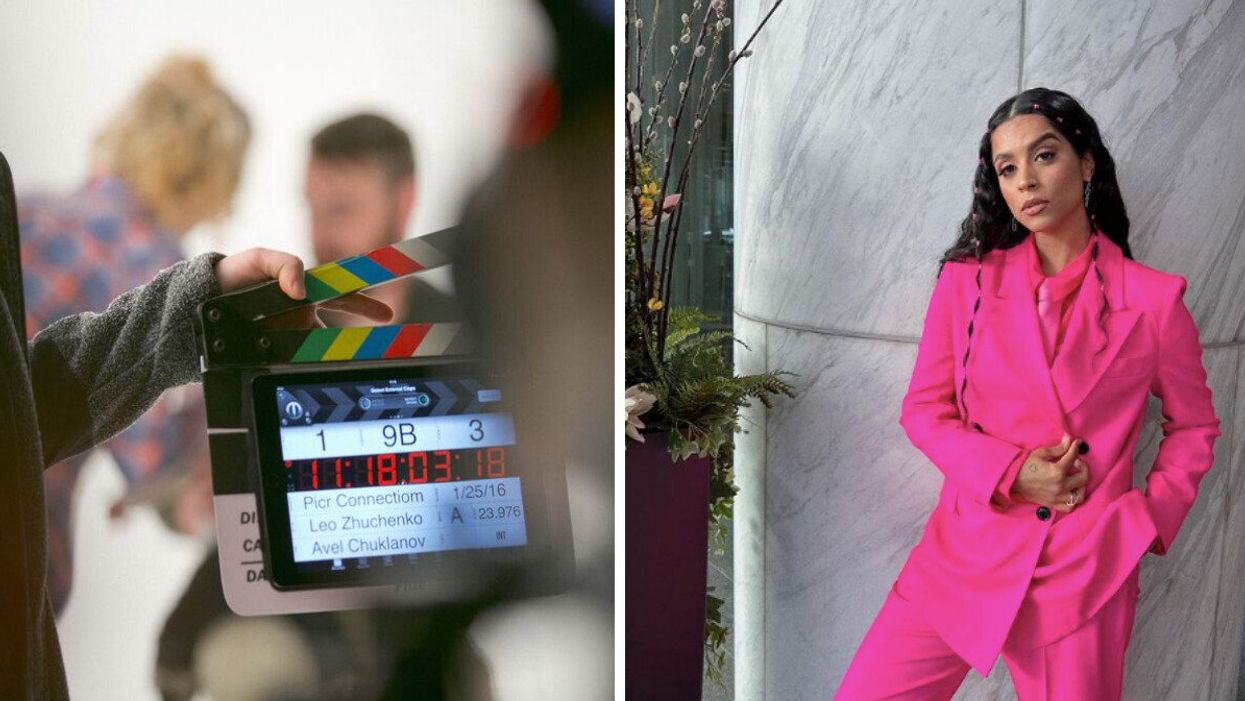 Filming on a set. Right: Lilly Singh.