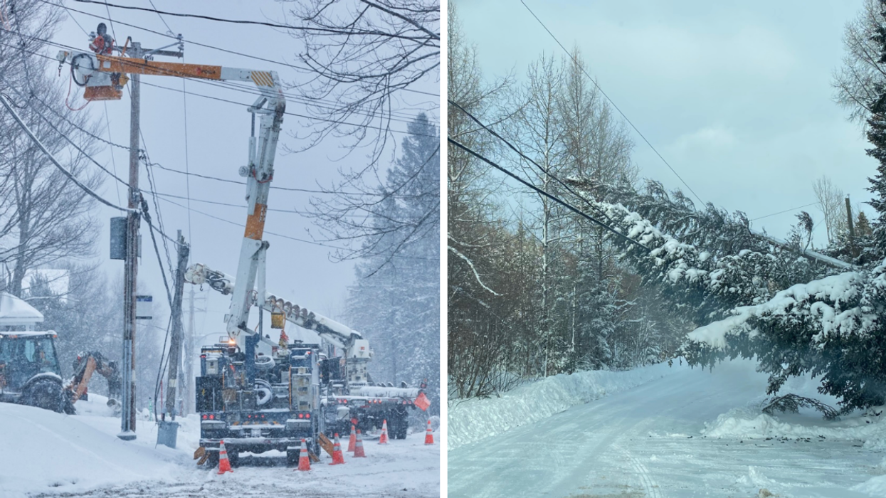 Fils d'Hydro-Québec endommagés.