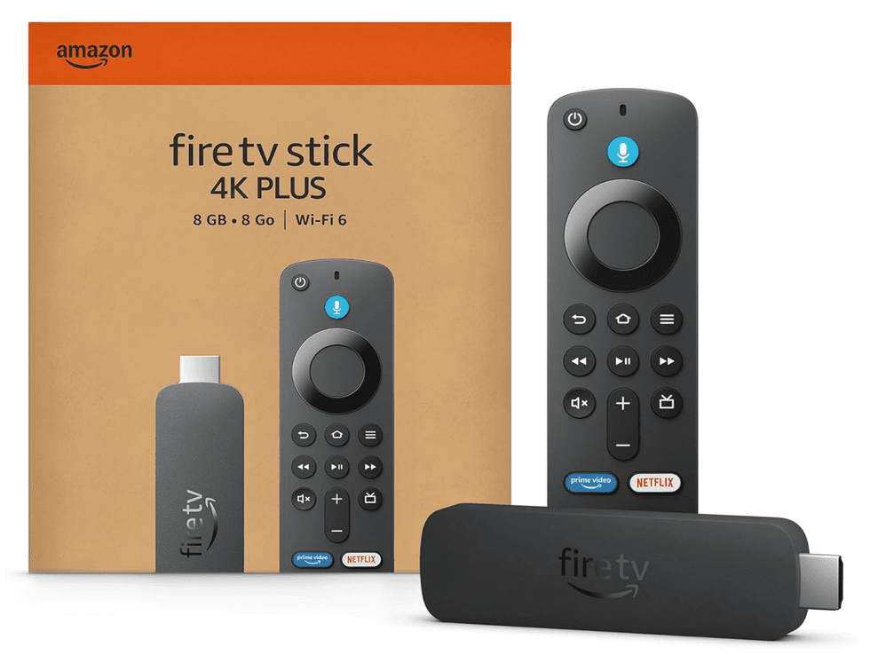 Fire TV Stick 4K Plus d'Amazon pour regarder du contenu en diffusion continue sur le site d'Amazon Canada.
