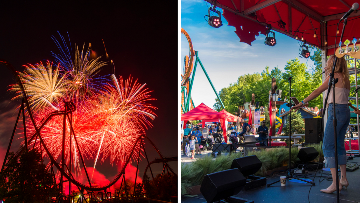 Fireworks at Canada's Wonderland, Right: One of the festivals at Canada's Wonderland.
