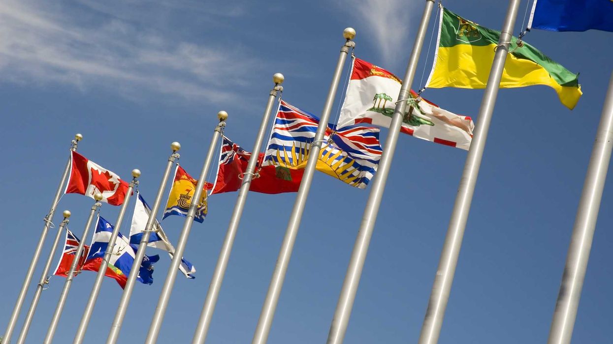 Flags of Canada and Canadian provinces.