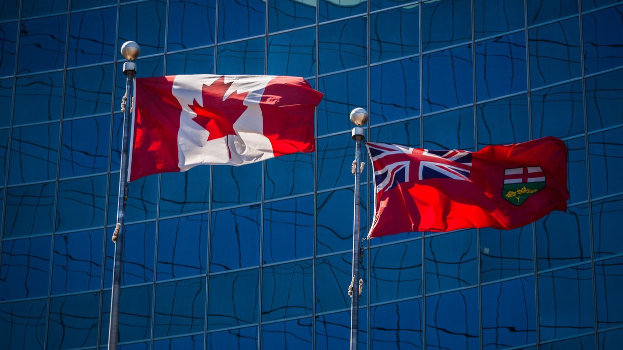 Flags of Canada and Ontario.
