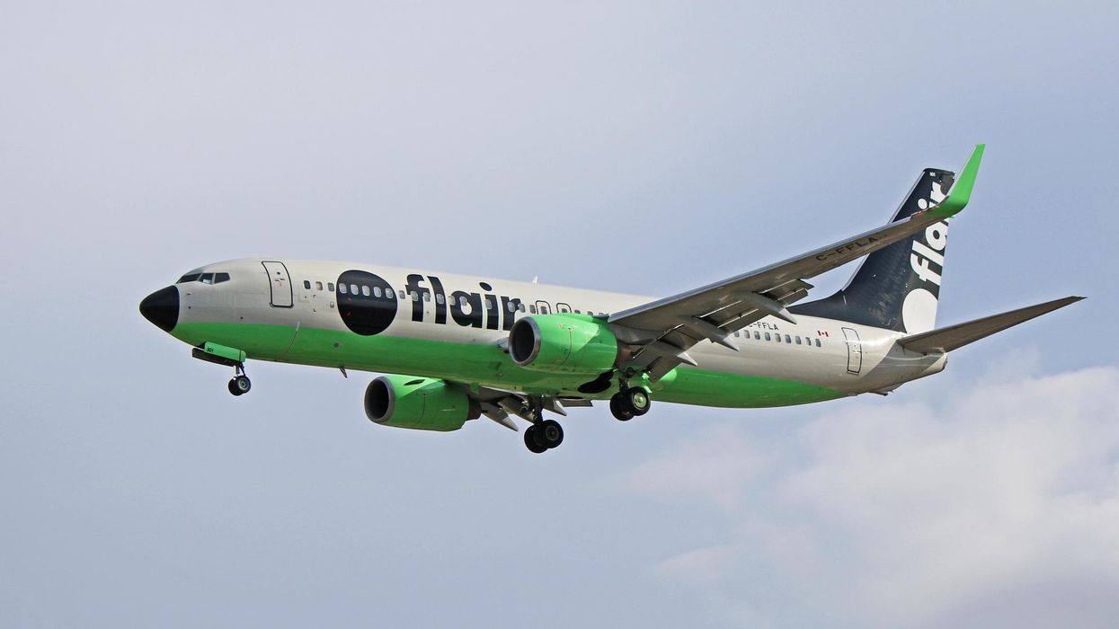 Flair Airlines airplane during a flight.