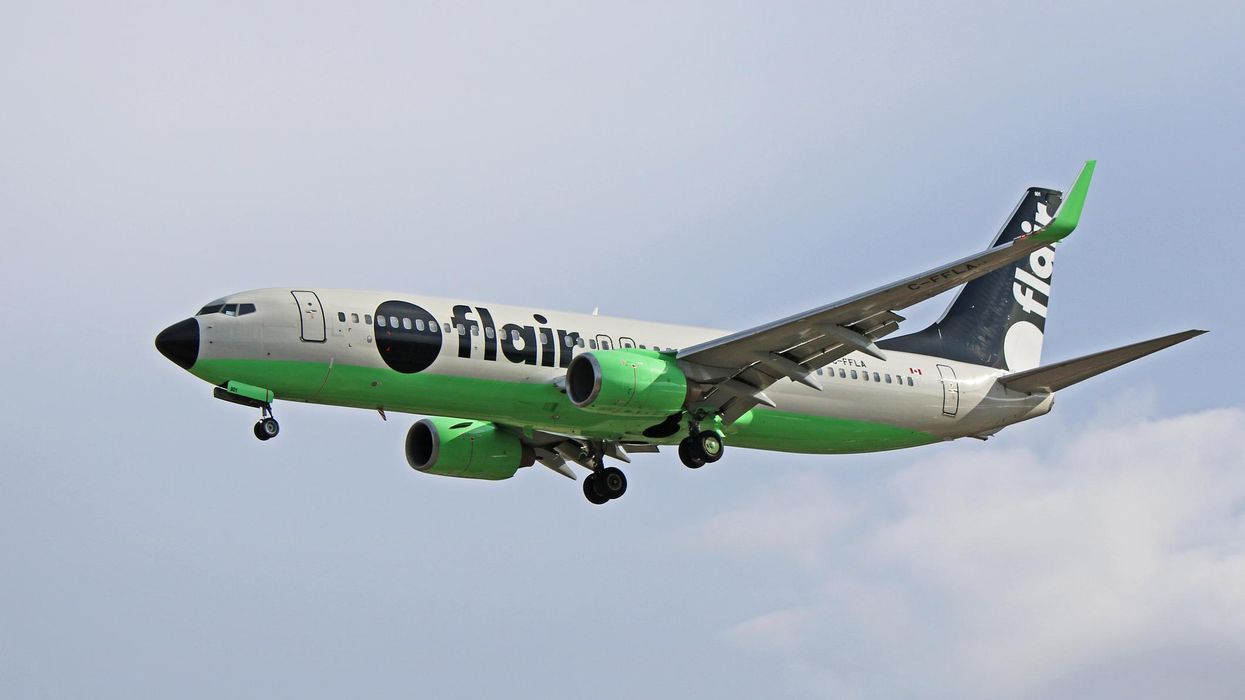 Flair Airlines airplane during a flight.
