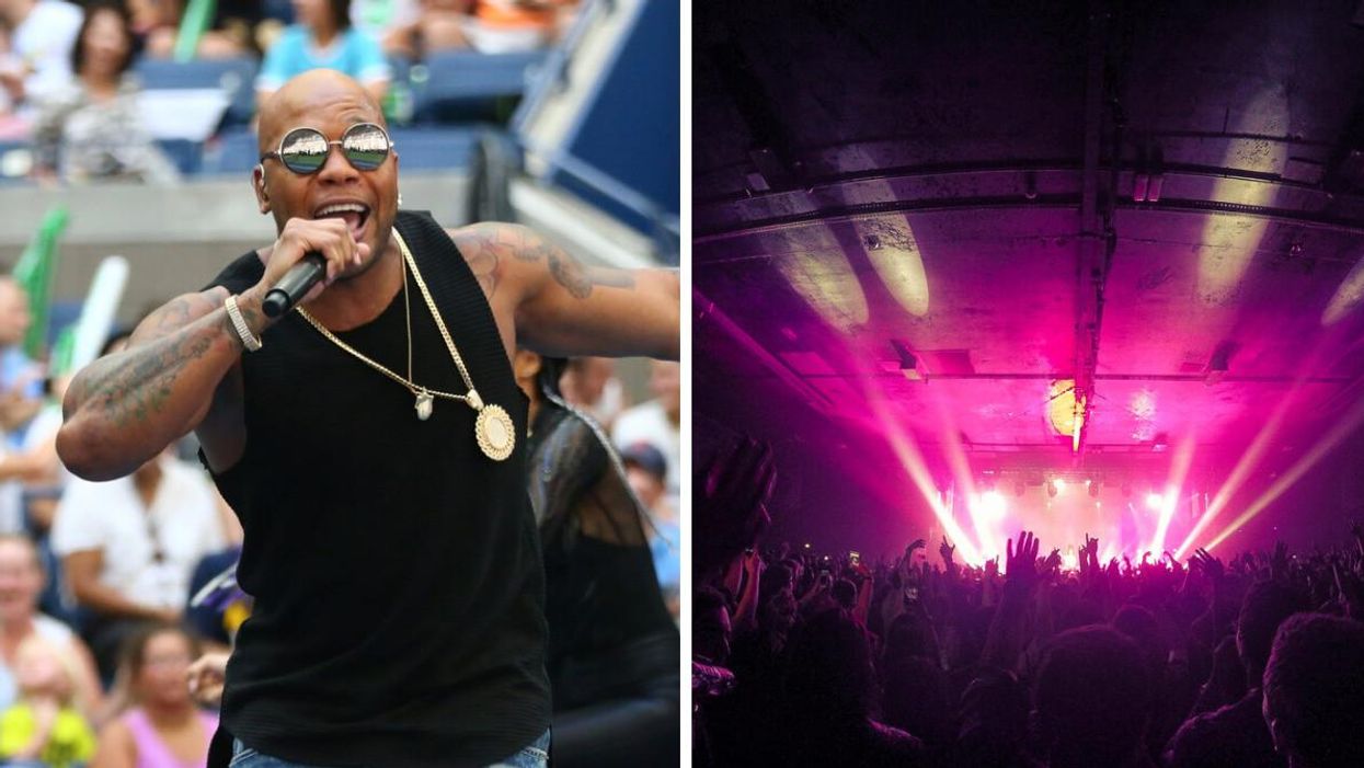Flo Rida. Right: A concert.