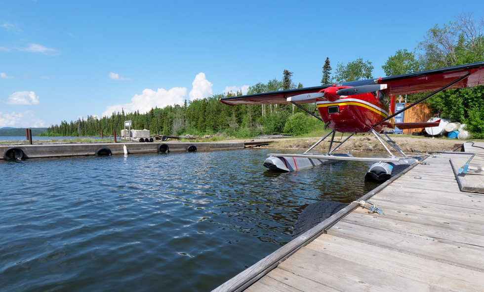 Float plane and dock.
