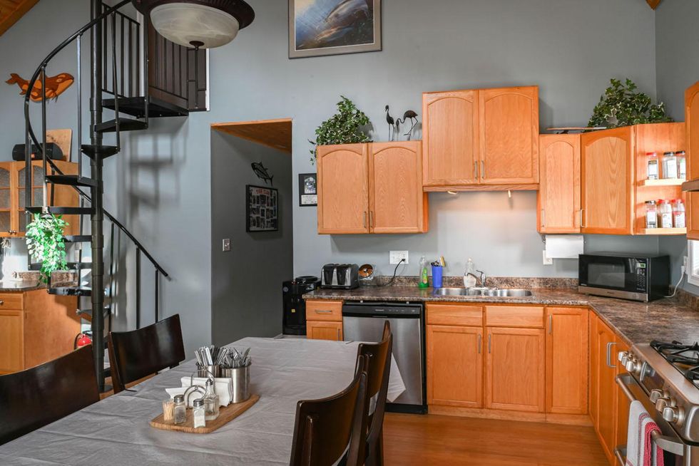 Floating lodge for sale in B.C. kitchen.