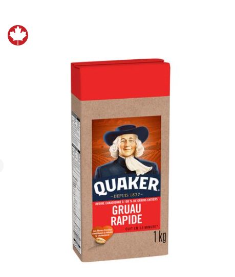 Flocons d'avoine Quaker en format 1 kg.