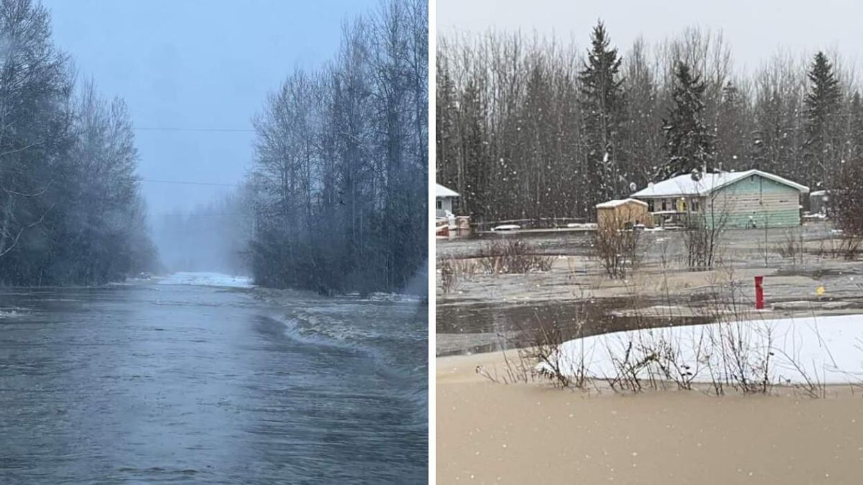 Flooding in Chateh, Northern Alberta. Right: Flooding in Chateh, Northern Alberta.