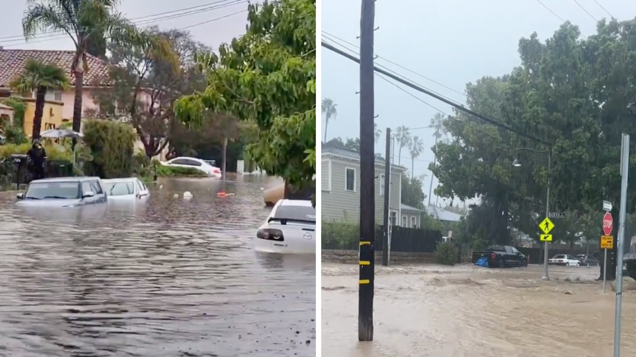 Flooding in Santa Barbara. Right: Flooded streets.