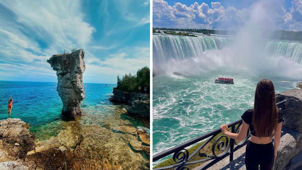 Flowerpot Island. Right: Niagara Falls.