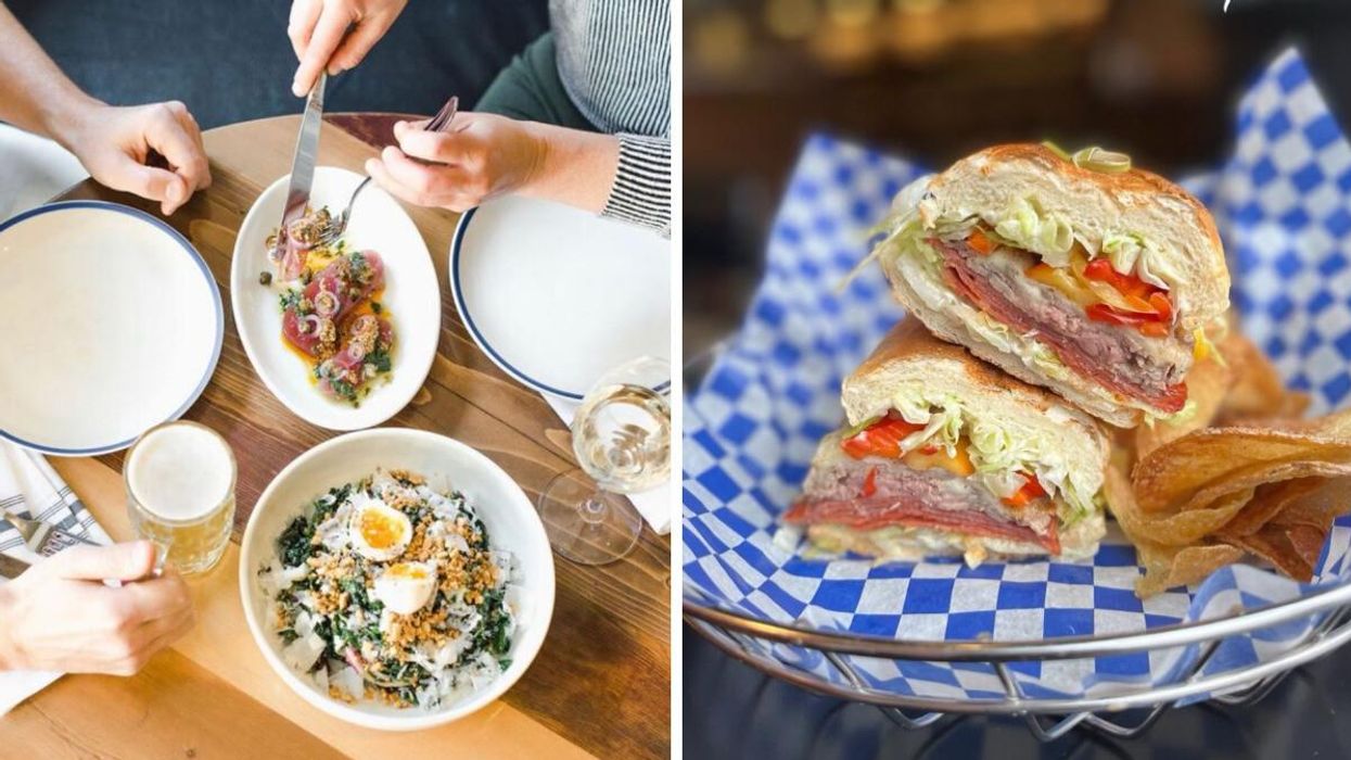 Food at Ten Foot Henry. Right: A sandwich from Alumni.