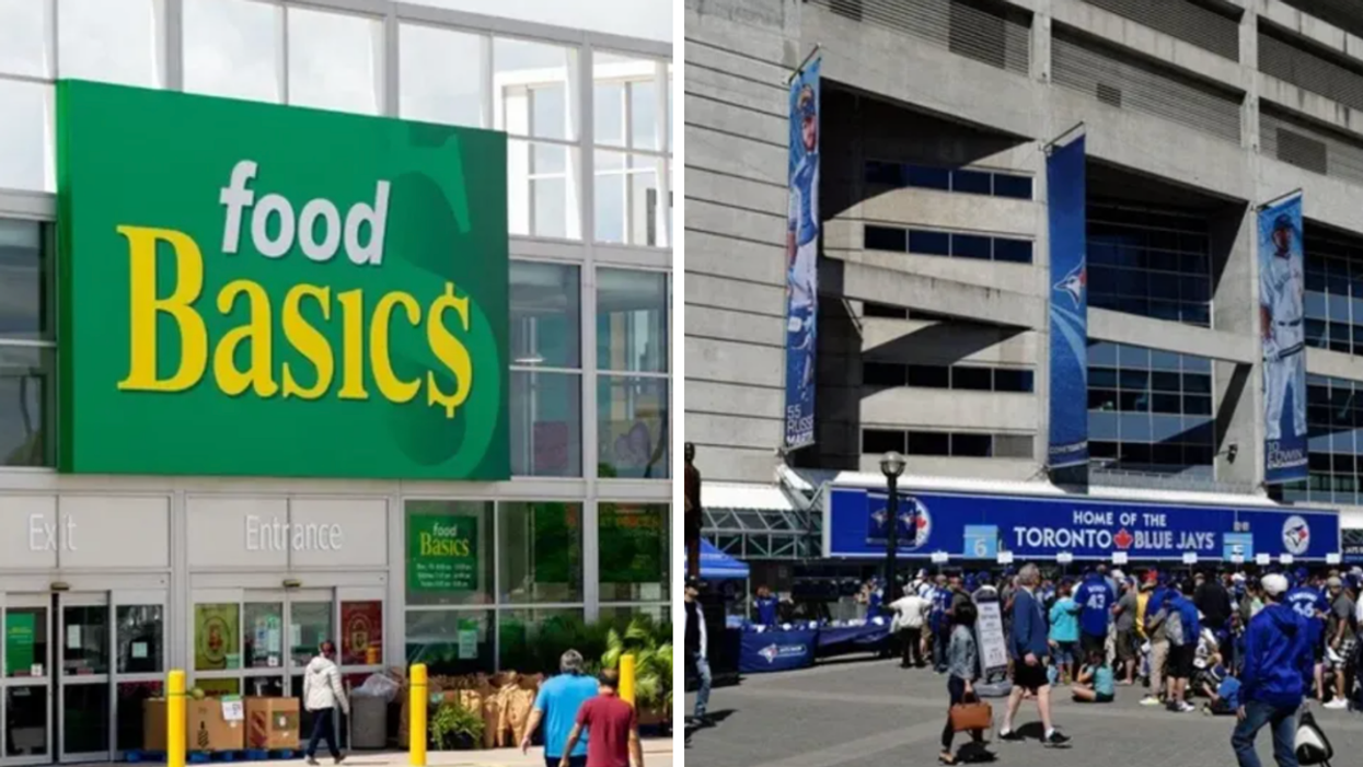 Food Basics store. Right: Outside the Rogers Centre.