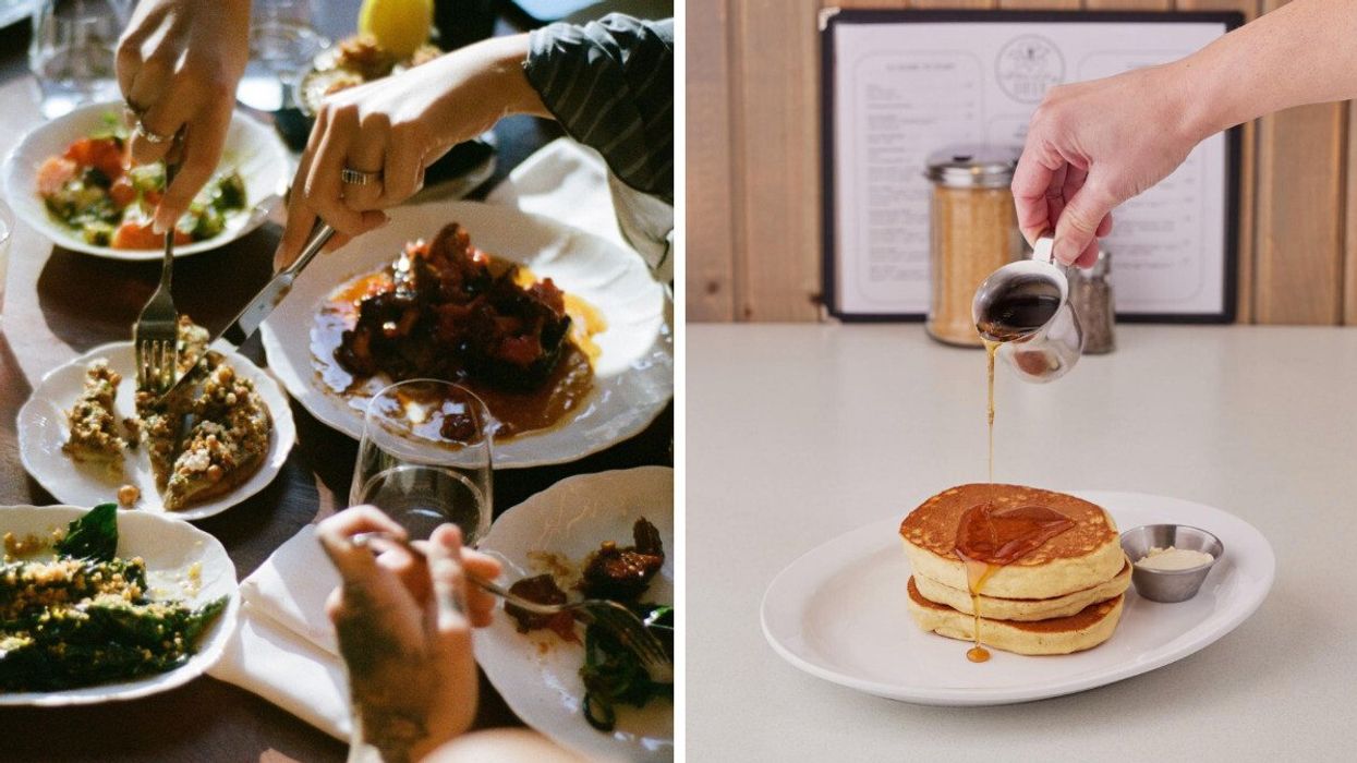Food from Alder. Right: Pancakes from White Lily Diner.