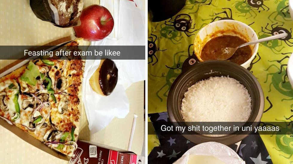 Food items university students eat.