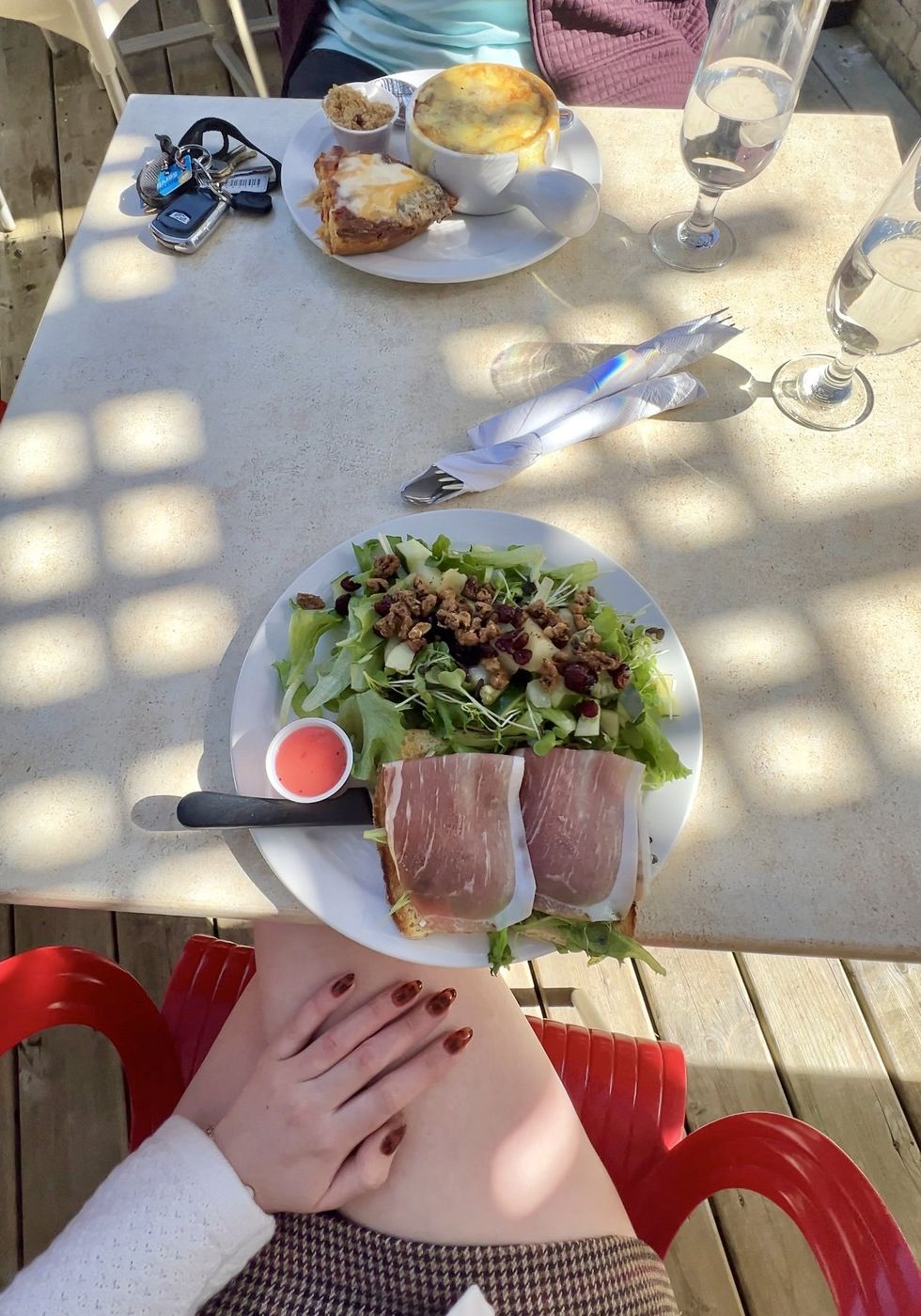 Food on a table at a restaurant.