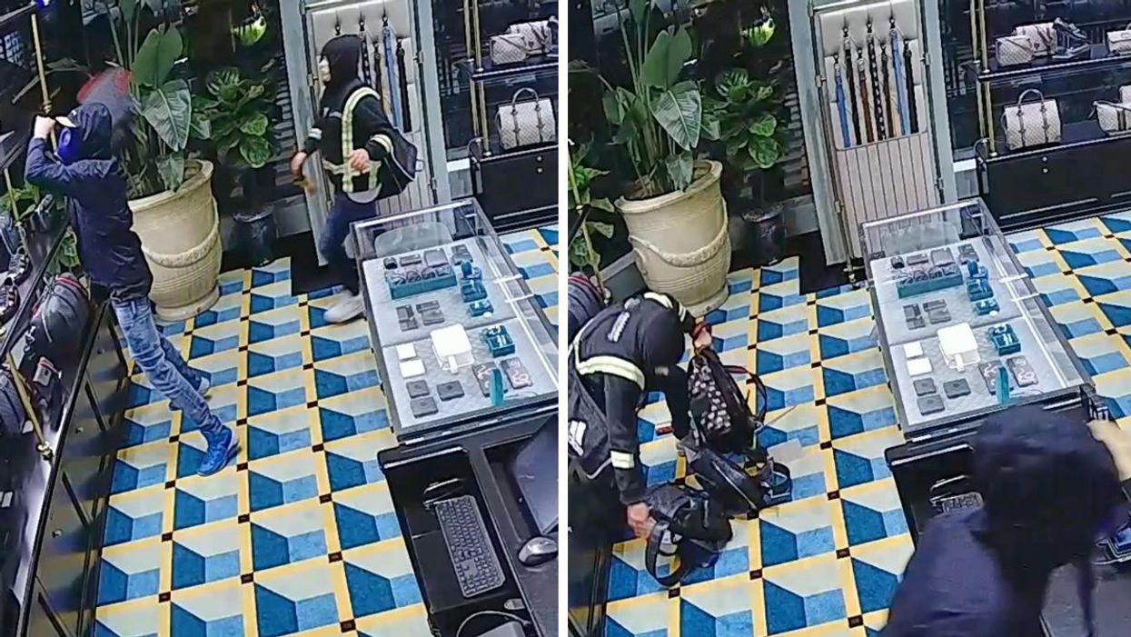 Footage of suspects robbing a Gucci store in Vancouver, B.C.