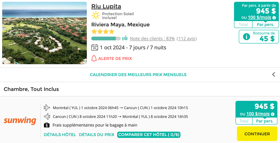 Forfait voyage \u00e0 l'h\u00f4tel Rui Lupita au Mexique.