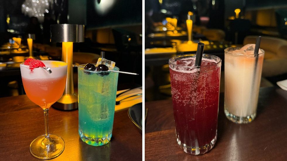 Four colourful cocktails.