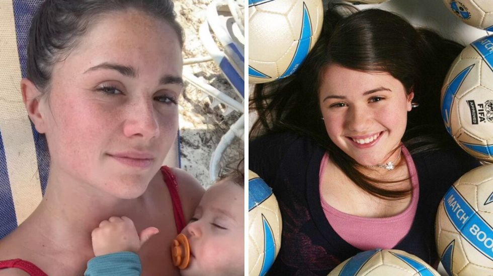 Fr\u00e9d\u00e9rique Dufort avec son fils. Droite : Fr\u00e9d\u00e9rique Dufort dans Tactik.