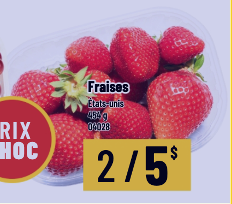 Fraises dans la circulaire du Mayrand.