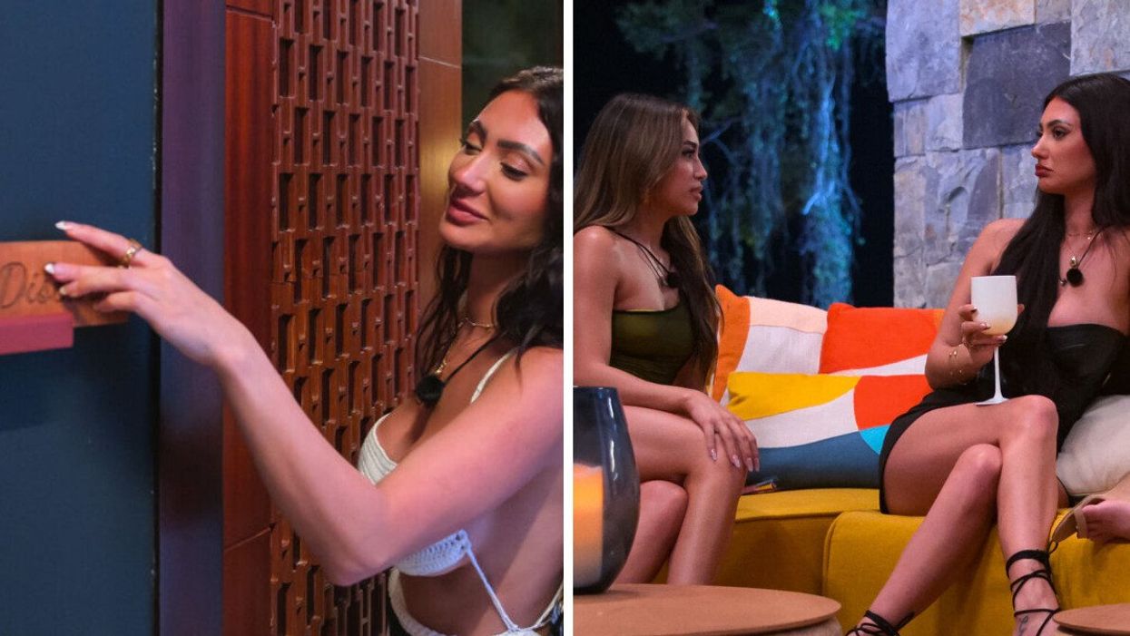 Francesca Farago on Perfect Match. Right: Savannah Palacio and Francesca Farago on Perfect Match.