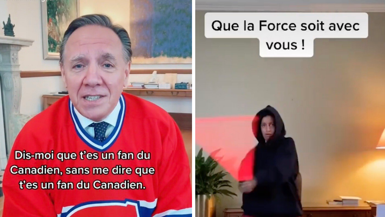 François Legault. Droite : Dominique Anglade.