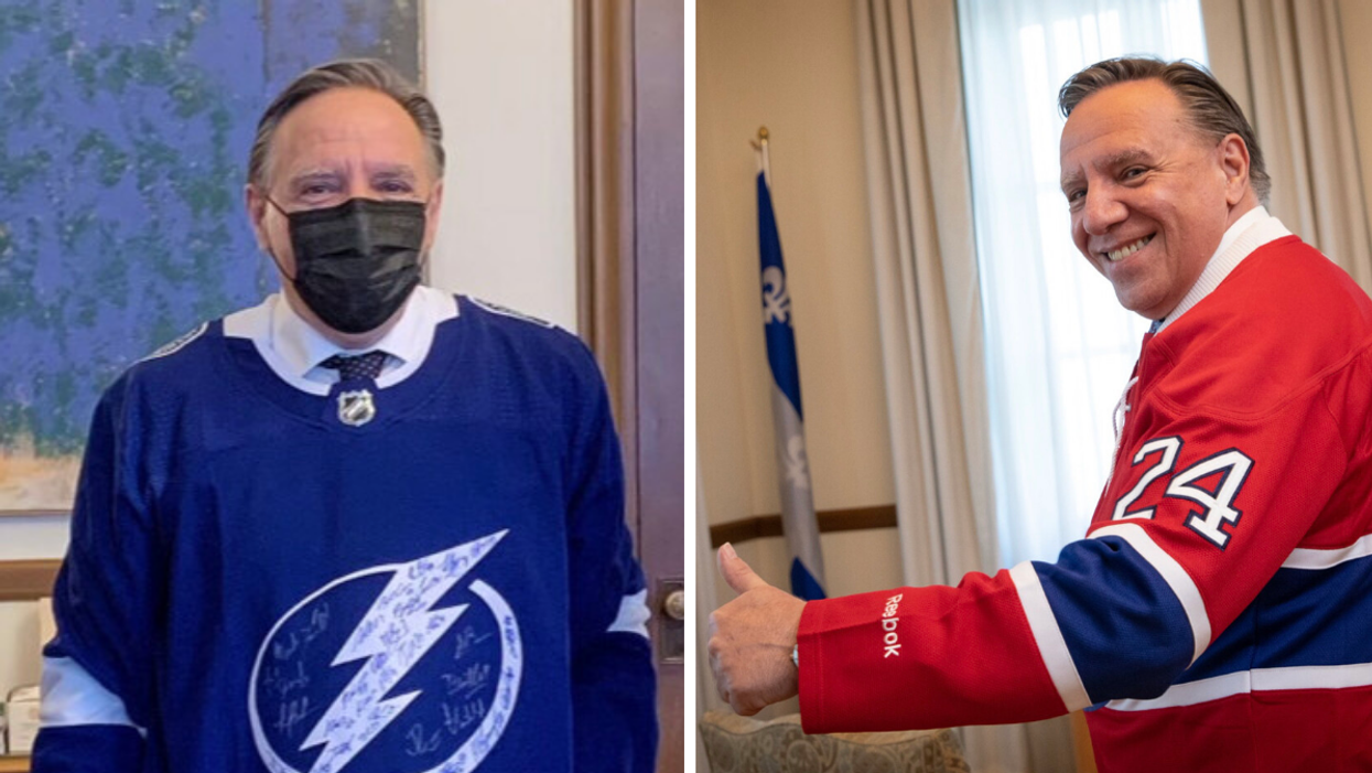 François Legault publie une photo avec le chandail du Lightning de Tampa et ça fait réagir