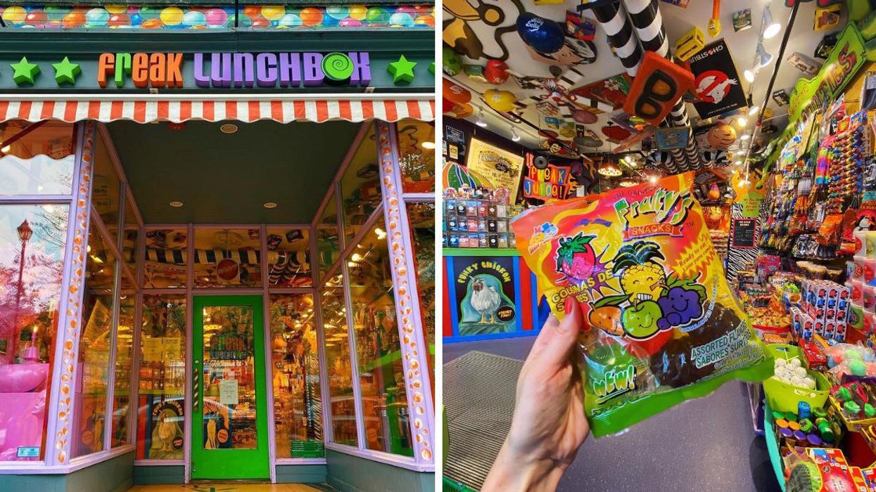 Freak Lunchbox candy store. Right: Candy from Freak Lunchbox.