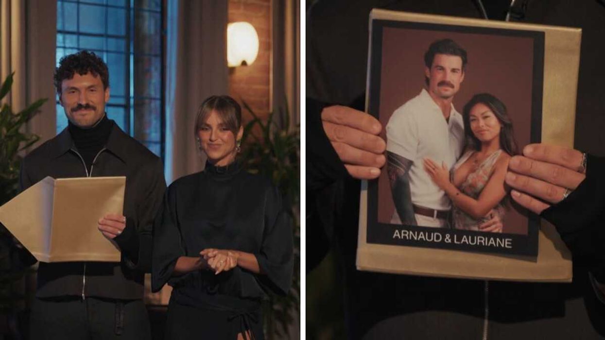 Fred et Alicia, seuls devant la caméra, lors du le couple gagnant d'Occupation Double Chypre : Arnaud et Lauriane.