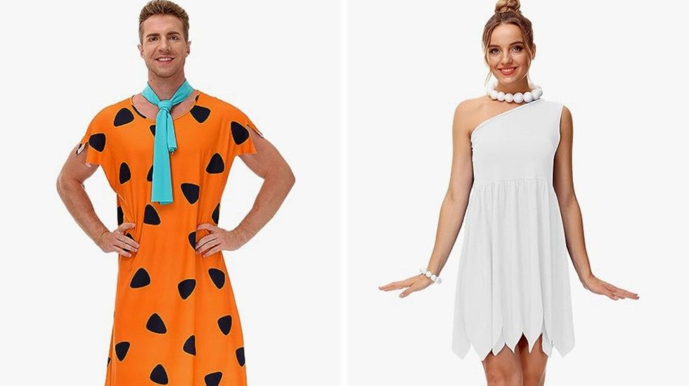 Fred Flintstone costume. Right: Wilma Flintstone costume.