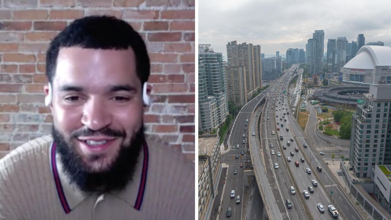 Fred VanVleet chatting wth Narcity. Right: The Gardiner Expressway