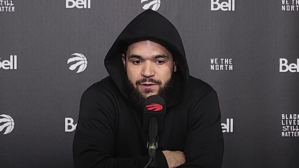Fred VanVleet speaking to reporters during a post-game interview.