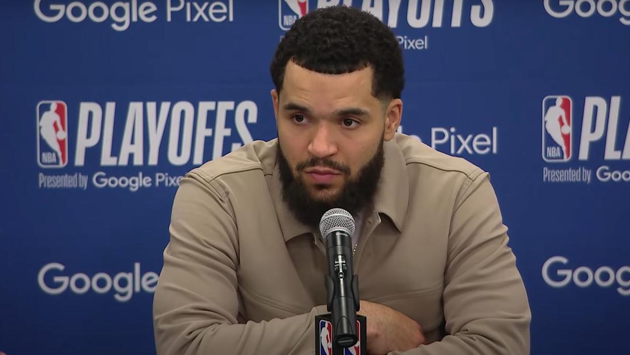 Fred VanVleet talking to reporters post-game on Monday night.